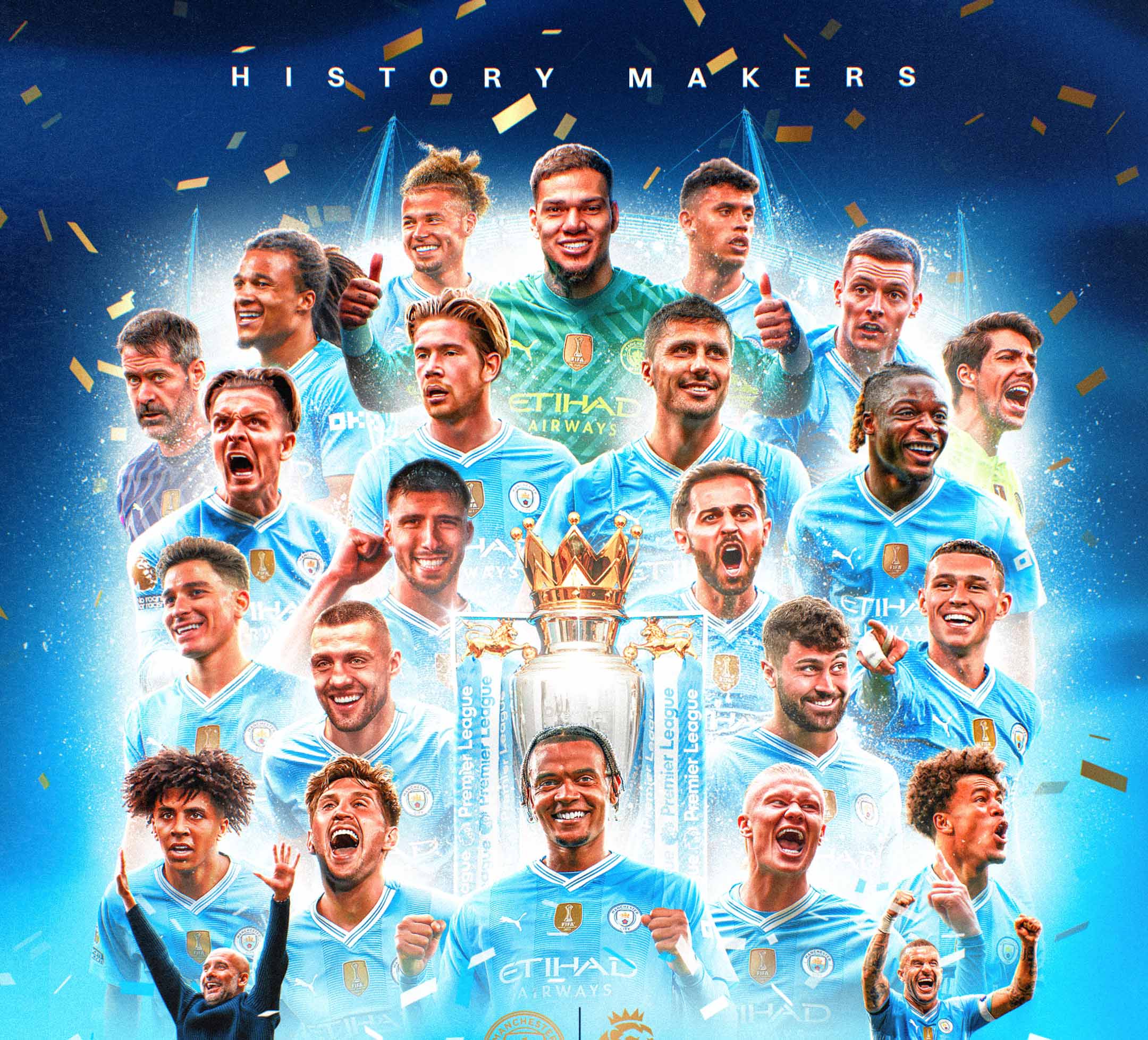 Premier Lig'de üst üste 4. kez şampiyon Manchester City 1 manchester city