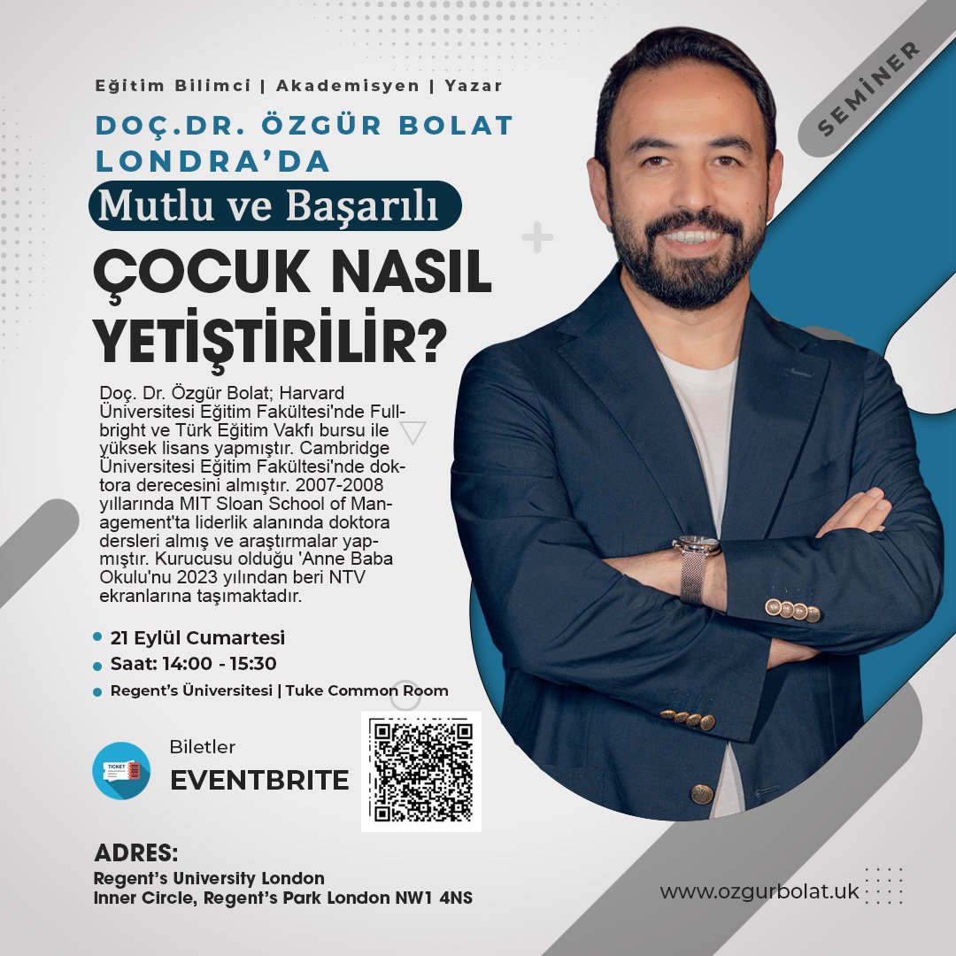Doç Dr. Özgür Bolat’la Mutlu ve Başarılı Çocuk Nasıl Yetiştirilir Semineri Londra'da Yapılacak 2 Ozgur Bolat Londra Seminer