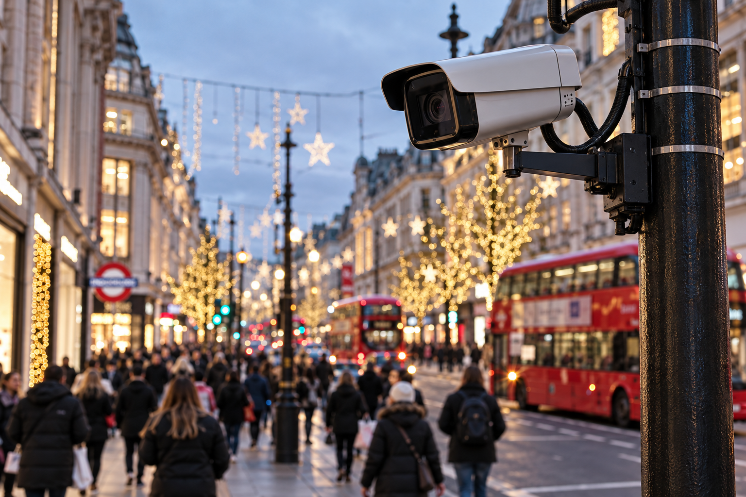 Oxford Street'te Yüz Tanıma Kameraları Dönemi 1 Londres Festivo Bajo Vigilancia CCTV